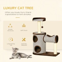 PawHut Cat Tree Tower Indoor Cats Climbing Activity Centre Kitten Furniture w/ Cat House, Bed, Scratching Post, Brown(m-4)