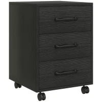 HOMCOM 3 Drawer File Cabinet, Mobile Filing Cabinet on Wheels for Home Office, Study, Black(m-10)