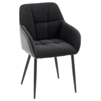 HOMCOM Accent Chair with Foot Pads, Upholstered Armchair with Chenille Fabric Front and PU Back, Occasional Chair for Living Room Bedroom, Black(m-10)