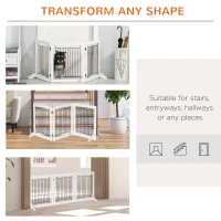 PawHut Foldable Pet Gate, with Three Panels & Two Support Feet - White(m-4)