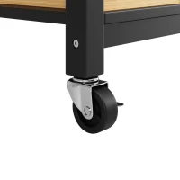 Rolling Kitchen Island Trolley with Adjustable Shelf, Spice Rack and 3 Drawers, Smooth-Rolling Casters for mobility, 120L x 45W x 90H cm, Black(m-10)