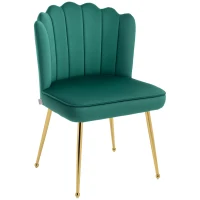 HOMCOM Velvet-Feel Shell Accent Chair - Green(m-10)