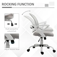 Vinsetto Office Chair Mesh Swivel Desk Chair with Lumbar Back Support Adjustable Height Armrests Grey(m-5)