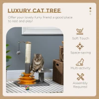 PawHut 56cm Cat Tree Tower Activity Centre, Climbing Stand Kitten House Furniture w/ Scratching Posts, Toy Ball - Grey(m-4)