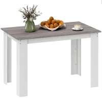 HOMCOM Mesa de Comedor para 4-6 Personas Rectangular de Melamina de Madera y Estilo Moderno 120x69x75 cm Gris y Blanco(m-10)