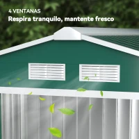 Outsunny Caseta de Jardín 213x130x185 cm Cobertizo Metálico de Exterior para Almacenamiento de Herramientas Verde Oscuro(m-8)