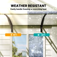 Outsunny Vordach Beschermkap, Zon- en Regenbescherming, inclusief Wandbevestiging, 295x90 cm, Wit(m-6)