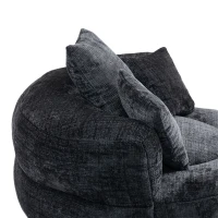 Lazy Sofa Bean Bag Chair with Memory Foam Filling and Chenille Fabric, High Back Design with Three Pillows, 108L x 108W x 52H cm, Black(m-10)