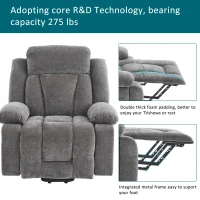 Electric Power Lift Recliner Chair with Massage and Heat, USB Ports and Storage Pocket, Easy Assembly and Support, 95L x 94W x 107H cm, Grey(m-10)