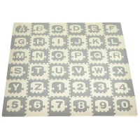 HOMCOM Tappeto Puzzle per Bambini 36 Pezzi con Lettere e Numeri, in Schiuma EVA Antiscivolo, Area Coperta 3.24㎡, Bianco e Grigio(m-1)