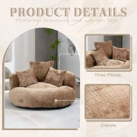 High Back Bean Bag Chair with Memory Foam Filling, High Back Design with Three Pillows, 108L x 108W x 52H cm, Brown(m-6)