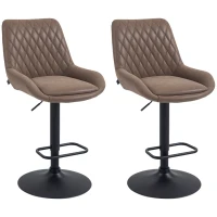 HOMCOM Adjustable Faux Leather Retro Bar Stools For Home Use, Brown(m-10)