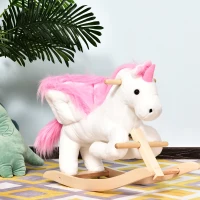 HOMCOM Kids Rocking Horse Unicorn Wooden Plush Ride On Chair Toy with Music 1.5-3 Years(m-2)