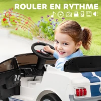 AIYAPLAY Voiture électrique 12V sous licence Ford Shelby GT 350 véhicule électrique télécommande télécommande 2,4G 3-6 ans blanc(m-7)