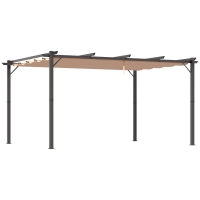 Outsunny Pergola met schaduwdoek 300x400 cm voor Party & Bloemist, Grijs + Bruin
