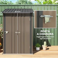 Outsunny Casetta da Giardino Porta Attrezzi in Acciaio Galvanizzato e Porta, 100x103x160cm, Marrone(m-5)