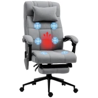 Vinsetto Office Chair with 6-point Vibration Massage and Heat, Computer Chair with Adjustable Height, Head Pillow, Footrest for Home, Grey(m-13)