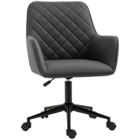 Vinsetto Leather-Feel Fabric Office Chair, Computer Desk Chair with Swivel Wheels, Grey(m-10)