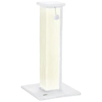 PawHut 81cm Cat Scratcher, Vertical Full Scratcher w/ Natural Sisal Rope, Hanging Ball, Soft Plush - White(m-1)
