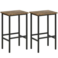 HOMCOM Industrial Bar Stools, Set of 2 Kitchen Breakfast Bar Chairs with Footrest, Counter Height Island Stools for Dining Area, Home Pub, Rustic Brown(m-1)