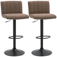 HOMCOM Adjustable Barstools Set of 2, Swivel Counter Bar Chairs, Bar Stools with Footrest, PU Leather, Gas Lift, Brown(m-10)