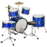 AIYAPLAY 11-Piece Kids Drum Kits w/ Stool, Drumsticks, Pedal, Cymbals, for 3-6 Years, Blue(m-1)