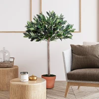 Outsunny 3ft  Artificial Olive Tree Indoor Plant Greenary for Home Potted in An Orange Pot(m-7)