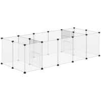 PawHut 18-Panel Small Animal Cage, Pet Playpen, for Guinea Pigs, Hedgehogs - White(m-1)