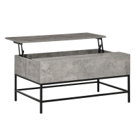 HOMCOM Mesa de Centro Elevable con Espacio de Almacenaje Oculto para Salón Comedor 90x60,5x45,5 cm Gris Cemento
