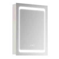 kleankin LED Illuminated Bathroom Mirror Cabinet with LED Lights, Wall-mounted Storage Organizer with Shelves, Touch Switch For Makeup Cosmetic(m-1)