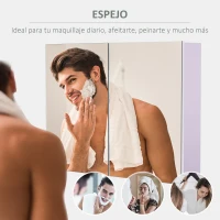 HOMCOM Armario de Baño con Espejo Armario de 2 Puertas con 3 Estantes Interiores Estilo Moderno para Dormitorio Salón 80x15x60 cm Lila Claro(m-6)