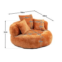 High Back Bean Bag Chair with Memory Foam Filling, Chenille Fabric, No Assembly Required, 108L x 108W x 52H cm, Orange(m-3)