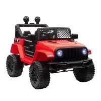 HOMCOM Kids Electric Ride On Car 12V Off Road Toy with Parental Remote Control 2 Motors Horn Lights Suspension Wheels for 3-6 Years Old Red(m-10)