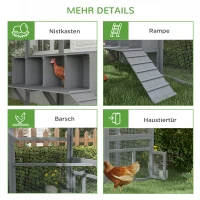 PawHut Pollaio recinto per galline, accessibile, resistente alle intemperie, 280 x 185,5 x 188 cm, Grigio(m-3)