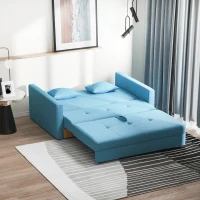 HOMCOM Slaapbank, 2-zitsbank, met verborgen opbergruimte, Pollycotton, Lichtblauw, 152 x 101 x 81cm(m-10)