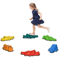 ZONEKIZ 6PCs Kids Stepping Stones, Crocodile-Designed Sensory Toys, with Anti-Slip Edge Balance River Stones(m-10)