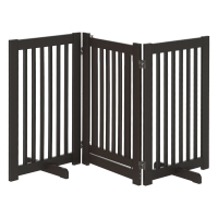 PawHut Absperrgitter Hund Freistehendes Verstellbares Schutzgitter mit Füßen 155 x 76 cm Holz Hundegitter Klappbar Treppenschutzgitter für Treppen, Türen, Küche, Flur, 3 Paneelen, Dunkelbraun