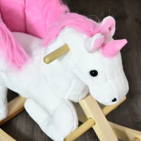HOMCOM Kids Rocking Horse Unicorn Wooden Plush Ride On Chair Toy with Music 1.5-3 Years(m-9)
