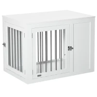 PawHut 2-in-1 Dog Cage and Side Table, with Two Lockable Doors, for Medium Dogs - White(m-1)