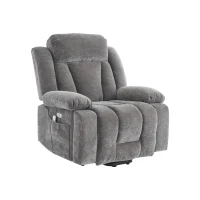 Electric Power Lift Recliner Chair with Massage and Heat, USB Ports and Storage Pocket, Easy Assembly and Support, 95L x 94W x 107H cm, Grey(m-2)