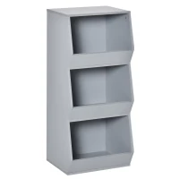 HOMCOM Estantería Infantil Librería de Madera para Niños con 3 Estantes Almacenamiento de Juguetes Libros para Habitación de los Niños Sala de Juegos 38x34,5x90 cm Gris(m-1)