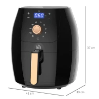 HOMCOM 1700W Air Fryer Over with 5.5L Capacity, Rapid Air Circulation, Digital Display, Adjustable Temperature, Timer for Healthy Oil Free Low Fat Cooking(m-3)
