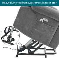 Electric Power Lift Recliner Chair with Massage and Heat, USB Ports and Storage Pocket, Easy Assembly and Support, 95L x 94W x 107H cm, Grey(m-8)
