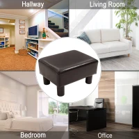 HOMCOM Footstool, Faux leather Upholstered Footrest, Small Ottoman Foot Rest with Wooden Frame for Living Room, 40 x 30 x 24cm, Brown(m-4)