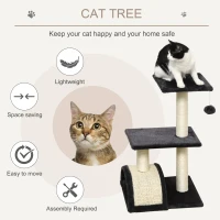 PawHut 72cm Cat Tree with Scratching Post, Pad for Indoor Cats - Black(m-4)