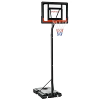 SPORTNOW 2.6-3.1m Adjustable Basketball Hoop and Basketball Stand w/ Backboard and Weighted Base, Portable on Wheels, Black(m-10)
