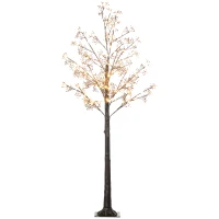 HOMCOM 6ft Artificial Gypsophila Blossom Tree Light with 96 Warm White LED Light, Baby Breath Flowers for Home Party Wedding, Indoor and Outdoor Use(m-1)