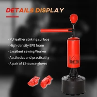 HOMCOM 155-205cm 3-IN-1 Freestanding Boxing Punch Bag Stand with Rotating Flexible Arm, Speed Ball, Waterable Base(m-5)
