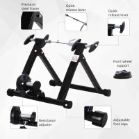 HOMCOM Indoor Bicycle Magnetic Foldable Turbo Trainer - Black, Suitable 26-28"/700C Tyres(m-4)