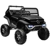 HOMCOM 12V Licensed Mercedes-Benz Unimog, Kids Electric Ride on Car, with Remote Control, Horn, Light, MP3 - Black(m-1)